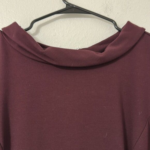 Talbots Cowl Neck Ponte Knit Midi Dress Scuba Stretchy Womens 10 Plum Career - Picture 4 of 12